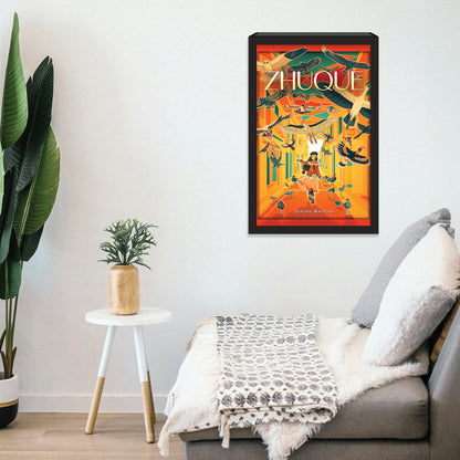 Odendonnn's The Four Symbols Collection - "Zhu Que, The Vermillion Bird" Acrylic Wall Art