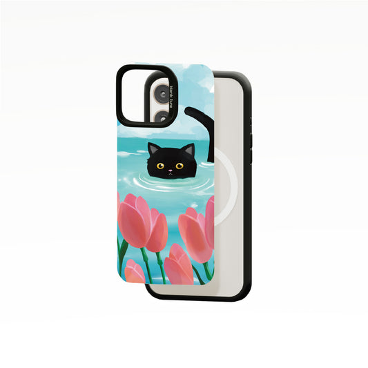 Floral Reverie (Lake) Collection - "Cat" MagSnap Case (iPhone)